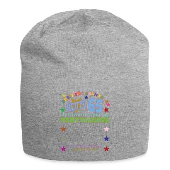 65th Birthday Man and Woman Guestbook - Jersey Beanie - heather grey - Front
