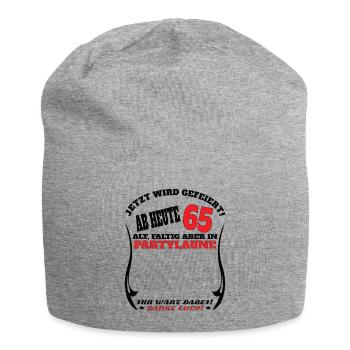 65th Birthday Man and Woman Guestbook - Jersey Beanie - heather grey - Front
