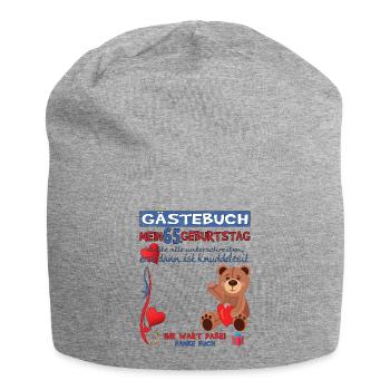 65th Birthday Man and Woman Guestbook - Jersey Beanie - heather grey - Front
