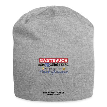 70th Birthday Man and Woman Guestbook - Jersey Beanie - heather grey - Front