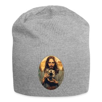 Jésus se blottit Vintage appareil photo T Shirt, Christian - Bonnet en jersey - gris chiné - Devant
