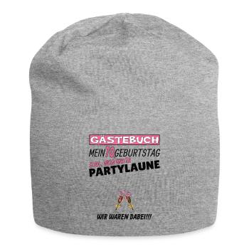 70th Birthday Man and Woman Guestbook - Jersey Beanie - heather grey - Front