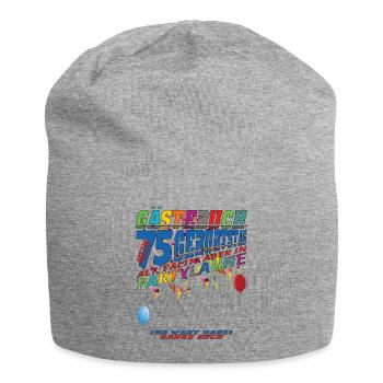 75th Birthday Man and Woman Guestbook - Jersey Beanie - heather grey - Front