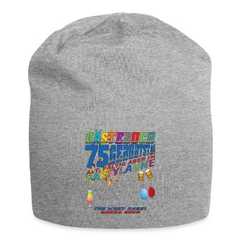 75th Birthday Man and Woman Guestbook - Jersey Beanie - heather grey - Front