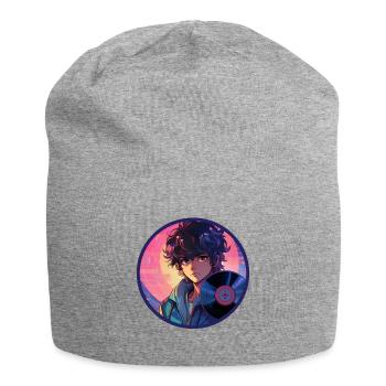 Disque vinyle Anime Boy contemplatif Vaporwave - Bonnet en jersey - gris chiné - Devant