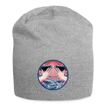Virtual Reality Ukiyo e Vaporwave Aesthetic Indie - Jersey Beanie - heather grey - Front