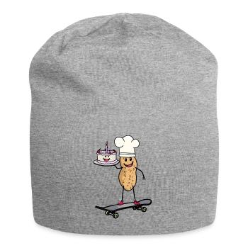 Geburtstagstortze Torte Bäcker Nuss Skater - Jersey-Beanie - Grau meliert - Vorne