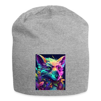 Neon Forest Fox - Jersey Beanie - heather grey - Front