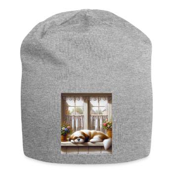 Shih Tzu Sunlit Cottagecore Naptime Männer Frauen - Jersey-Beanie - Grau meliert - Vorne