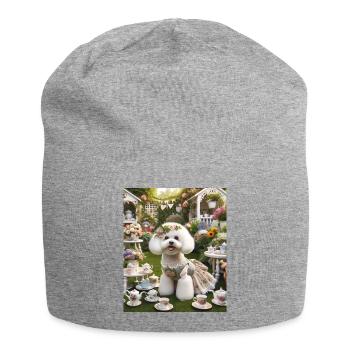 Bichon Frise Dog Cottagecore Tea Party Elegance - Jersey Beanie - heather grey - Front