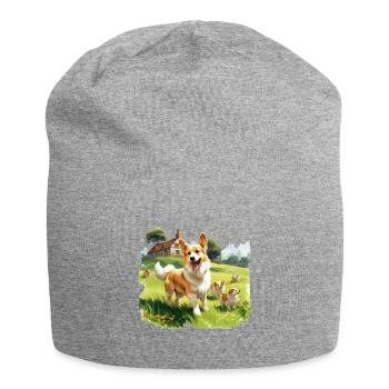 Corgi Shepherd's Countryside Cottagecore Men - Jersey Beanie - heather grey - Front