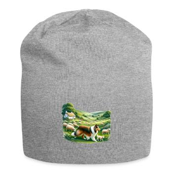 Collie Shepherd's Cottagecore Meadow Men Women - Jersey Beanie - heather grey - Front