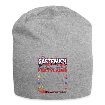 90th Birthday Man and Woman Guestbook - Jersey Beanie - heather grey - Front