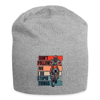 Folge mir nicht, ich mache dumme Sachen, Rennfahrer - Jersey-Beanie - Grau meliert - Vorne