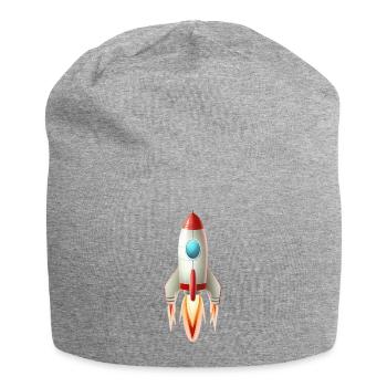 Une fusée rétro est lancée dans un Il en deux dimensions - Bonnet en jersey - gris chiné - Devant