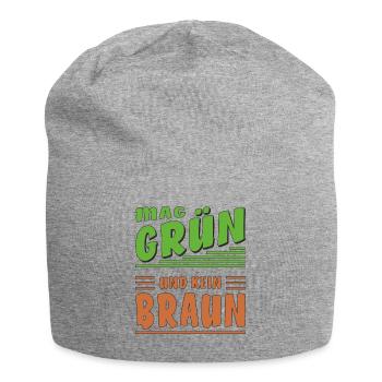 LIKES GREEN AND NO BROWN - Jersey Beanie - heather grey - Front
