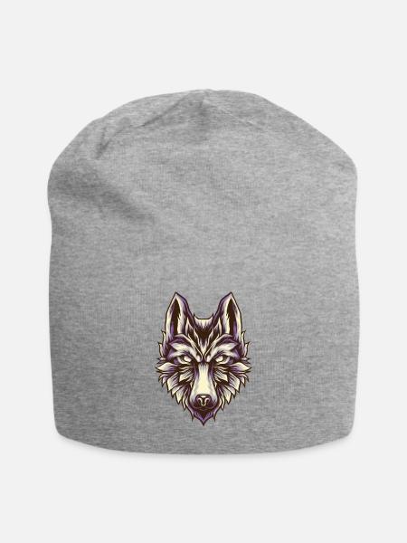 Wolf T-Shirt Retro Vintage weiße Wölfe Hunde Hund - Jersey-Beanie - Grau meliert
