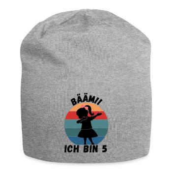 5. Geburtstag - BÄÄM, Mädchen mit DAB Tanz - Jersey-Beanie - Grau meliert - Vorne