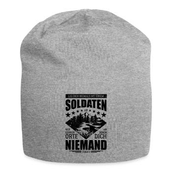 Leg dich nicht mit einem Soldaten an - Spruch - Jersey-Beanie - Grau meliert - Vorne