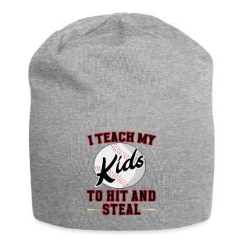 Baseball J’apprends à mes enfants à frapper et à voler - Bonnet en jersey - gris chiné - Devant