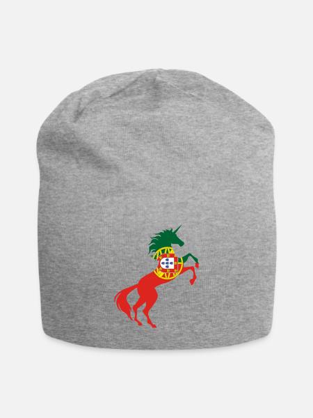 Einhorn Portugal Flagge T-Shirt Magisches Einhorn - Jersey-Beanie - Grau meliert