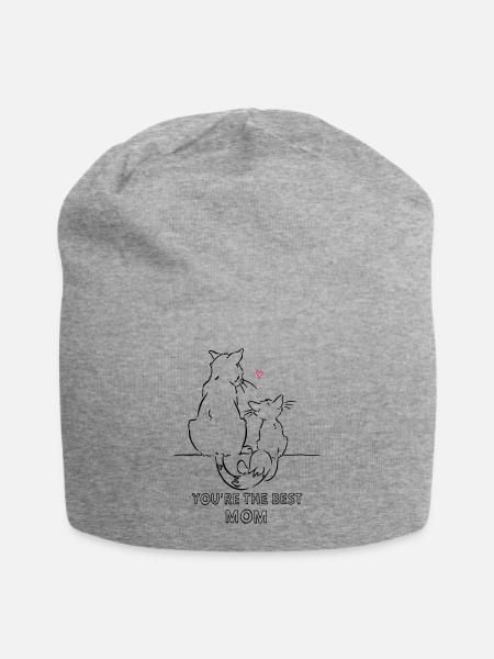 Mom, Best Mom Cat Nope Mother's Day - Jersey Beanie - heather grey