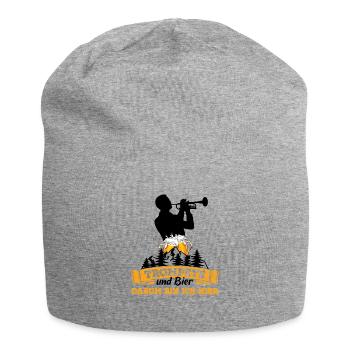 Trompete & Bier - darum bin ich hier - Jersey-Beanie - Grau meliert - Vorne