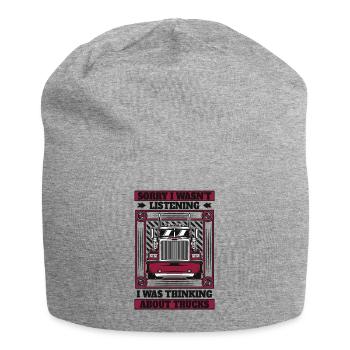 Was Thinking About Trucks Trucker Truckie Lover - Jersey Beanie - heather grey - Front