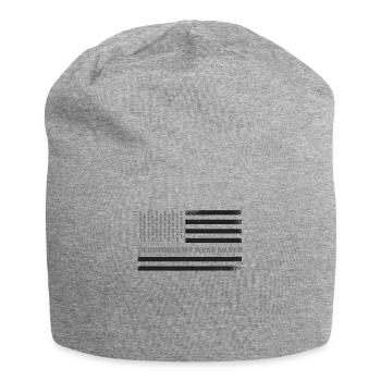 En octobre, nous portons le drapeau américain argenté Apraxia - Bonnet en jersey - gris chiné - Devant