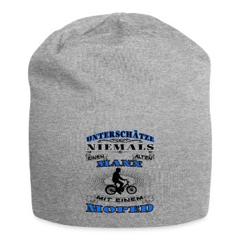 Vieil homme avec mobylette - mobylette - Bonnet en jersey - gris chiné - Devant