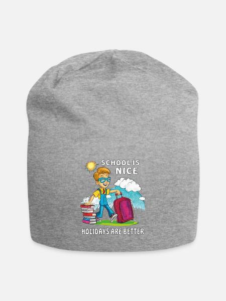 SCHOOL IS NICE HOLIDAYS ARE BETTER - Jersey-Beanie - Grau meliert