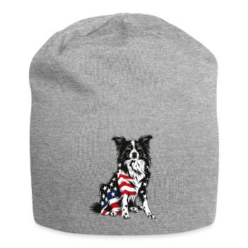 Border Collie Dog 4 juillet Drapeau américain Cadeaux - Bonnet en jersey - gris chiné - Devant