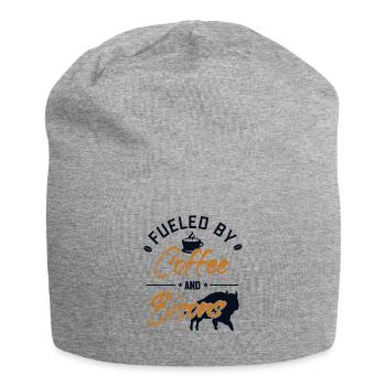 Fueled by Coffee and Bisons Buffalo Bovinae Lover - Jersey Beanie - heather grey - Front
