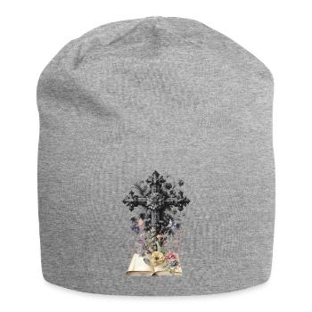Kreuz Kreuze Blumen Beerdigung Kruzifix Tod - Jersey-Beanie - Grau meliert - Vorne