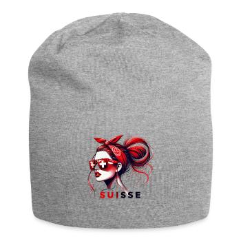 Schweizer Frauen Brötchen Fahne Stolz Für Mädchen - Jersey-Beanie - Grau meliert - Vorne