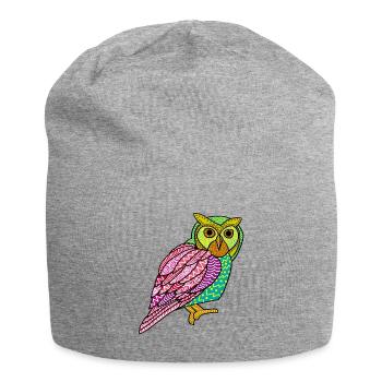 Colorful Owl Painted Art Nocturnal Bird Lover Cool - Jersey Beanie - heather grey - Front