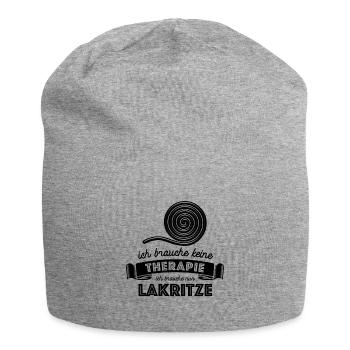 Ich brauche keine Therapie ich brauch nur Lakritze - Jersey-Beanie - Grau meliert - Vorne