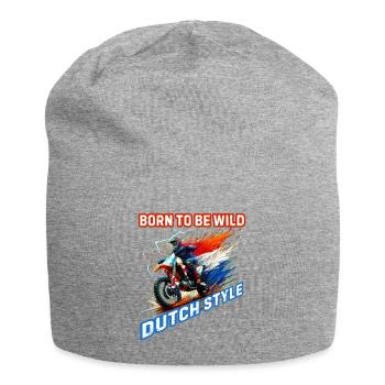 Robuste Motorradbekleidung mit holländischer Flagge - Jersey-Beanie - Grau meliert - Vorne