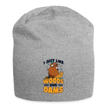 Ich mag einfach Woods And Dams Castor Canadensis - Jersey-Beanie - Grau meliert - Vorne