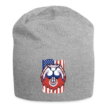 Biber Amerikanische Flagge Eurasischer Castor Canadensis - Jersey-Beanie - Grau meliert - Vorne