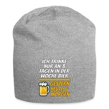 Gestern Heute Morgen Lustiger Bier Spruch - Jersey-Beanie - Grau meliert - Vorne