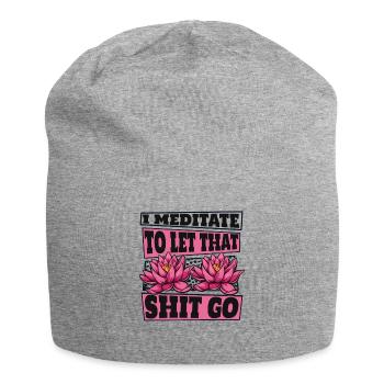 Ich meditiere, um diesen Scheiß loszulassen Buddhistisches Symbol - Jersey-Beanie - Grau meliert - Vorne