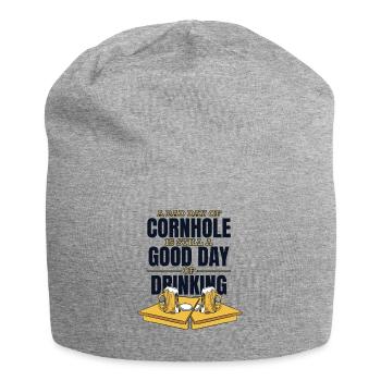 Bad Day Of Cornhole Good Day Of Drinking Boards - Jersey Beanie - heather grey - Front