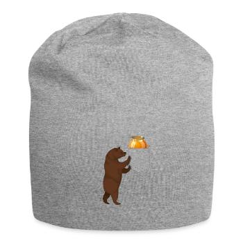 Bär greift nach Honigfass in Ihrer falschen Tasche - Jersey-Beanie - Grau meliert - Vorne