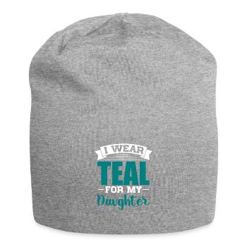 I wear teal for my daughter Design - Jersey Beanie - heather grey - Front