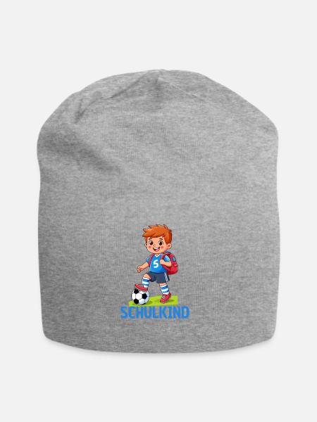 Schulkind Fußball Einschulung Geschenk - Jersey-Beanie - Grau meliert