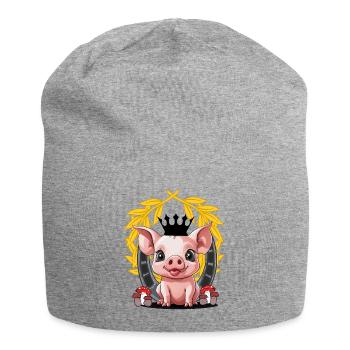 Schwein Glücksbringer Ferkel Schweine - Jersey-Beanie - Grau meliert - Vorne
