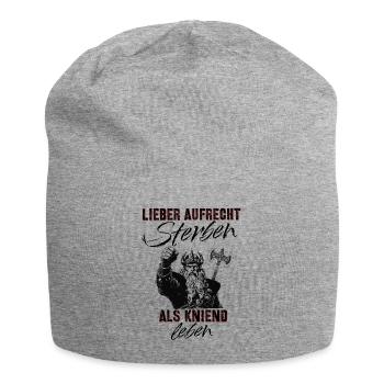 Deutschrock Spruch Vikinger Axt kniend leben - Jersey-Beanie - Grau meliert - Vorne