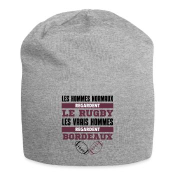 Vrais Hommes Regardent Bordeaux - Bonnet en jersey - gris chiné - Devant