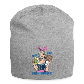 Sonst noch einen Wunsch? Dirndl, Bier und Bretzel - Jersey-Beanie - Grau meliert - Vorne